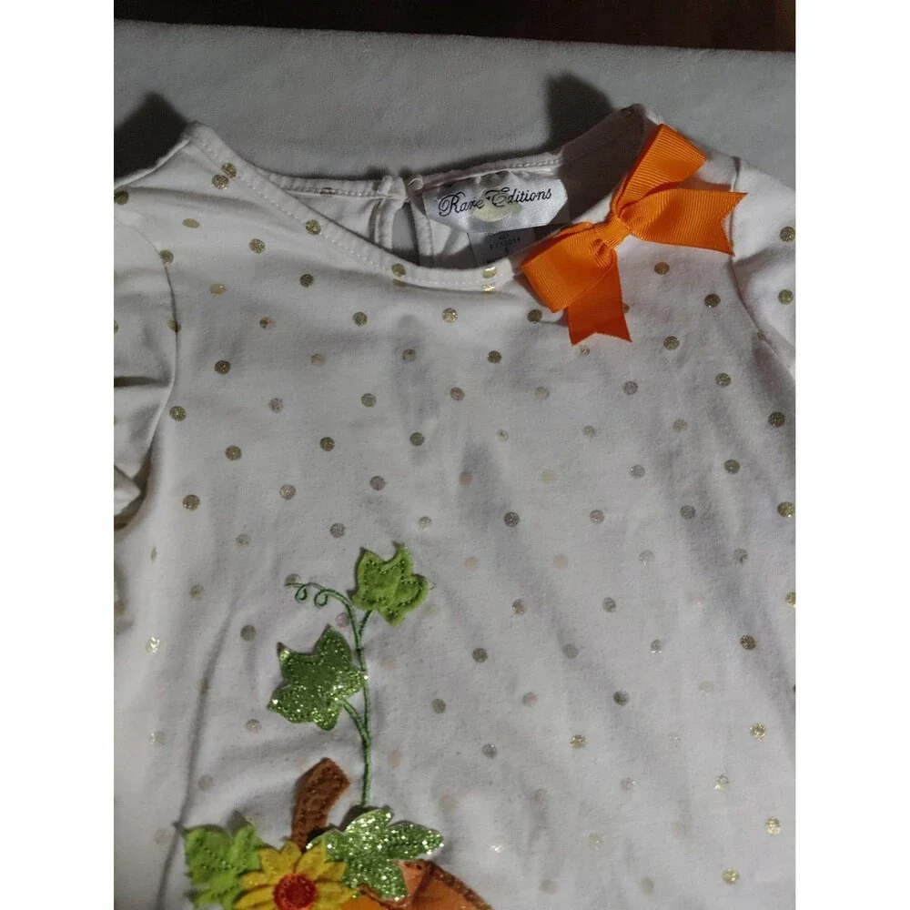 Rare Editions Girls Pumpkin Thanksgiving Outfit Size 5